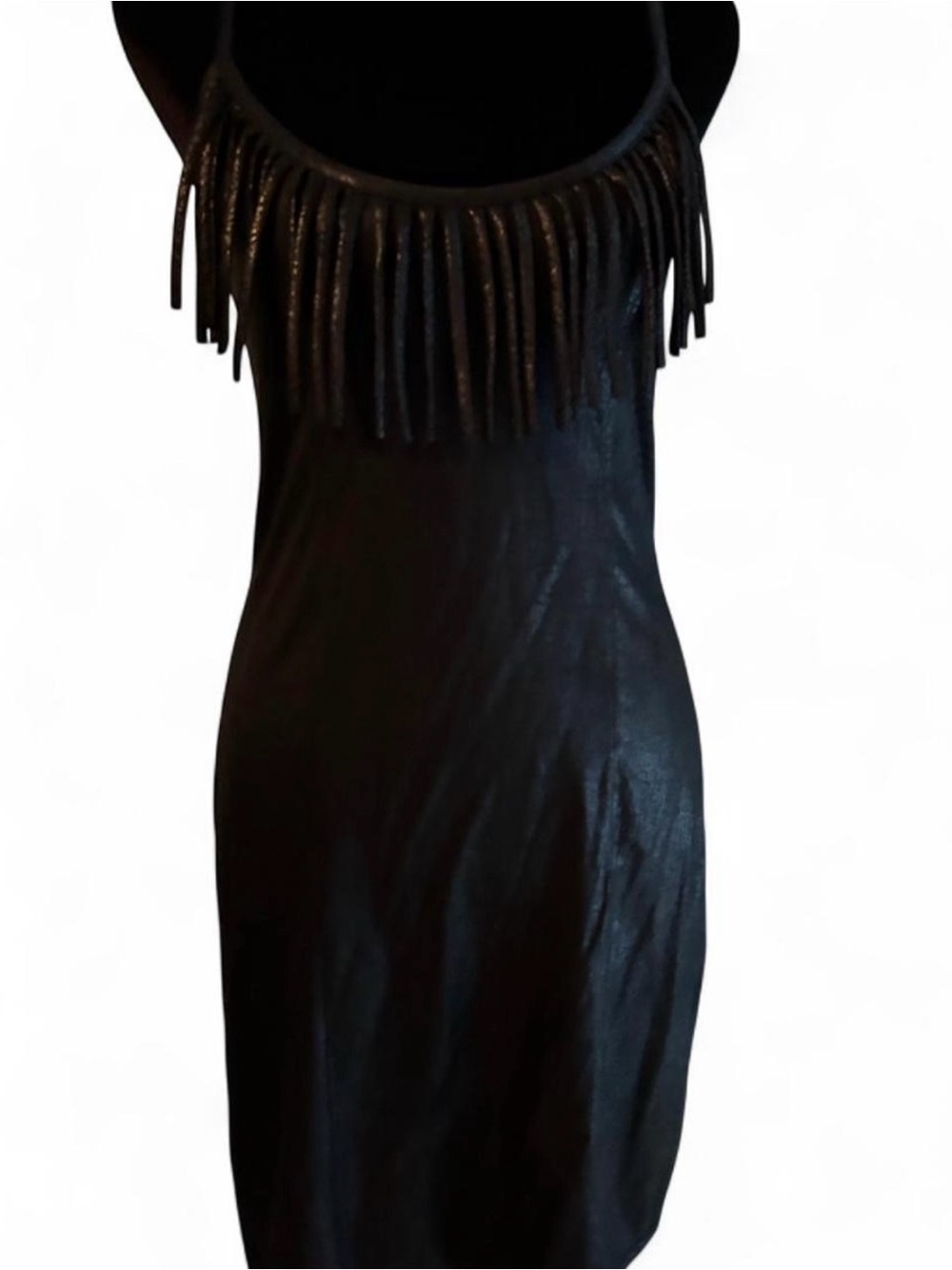 Express Black Fringe-Detail Mini Dress